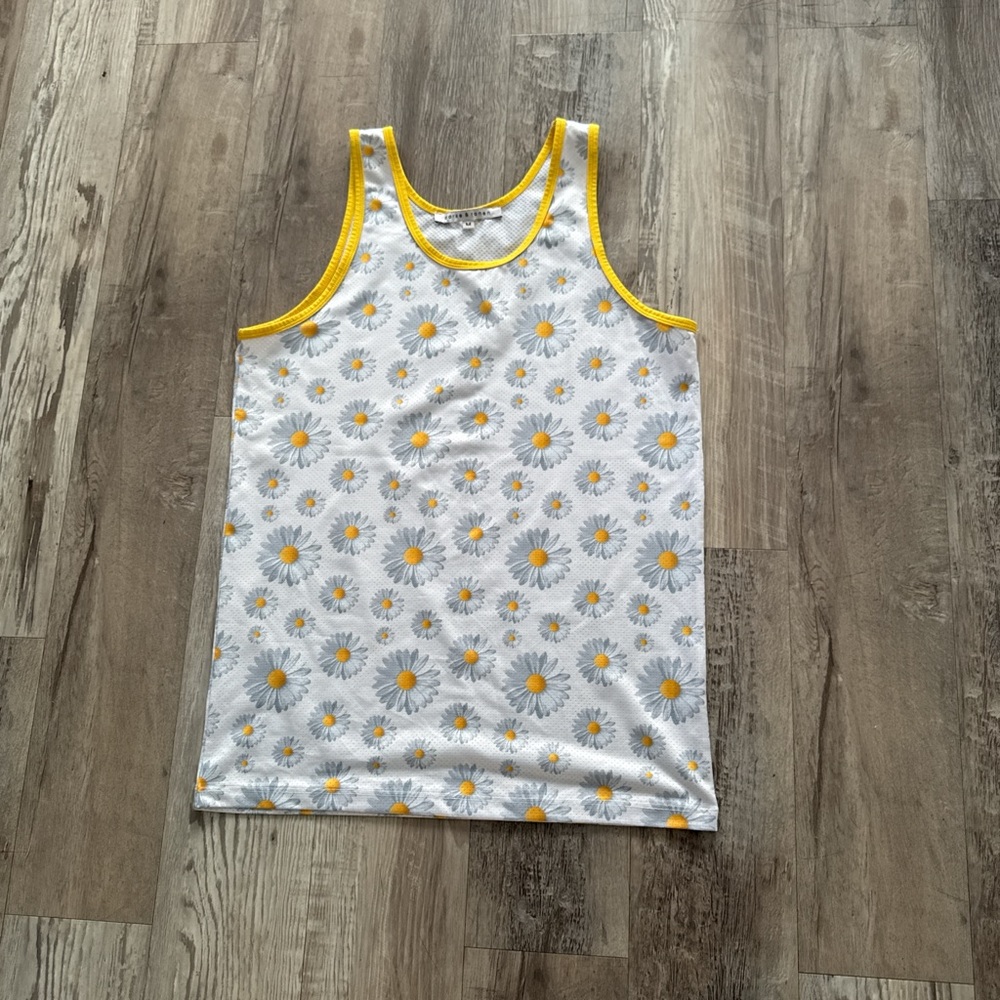 Floral Tank Top with Yellow Accents